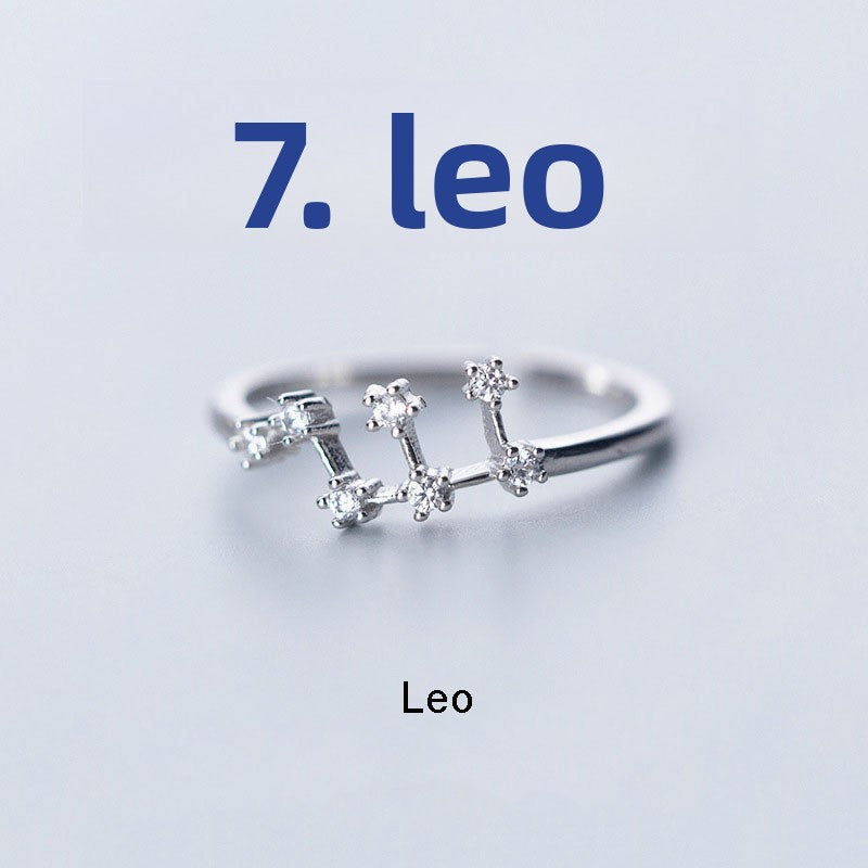 Adjustable Zodiac Copper Ring with Zircon